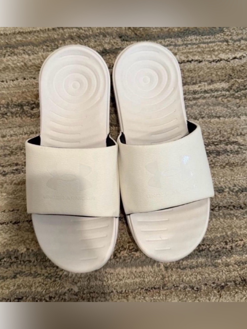 Under Armour White Women's Slide Sandals with Subtle Logo